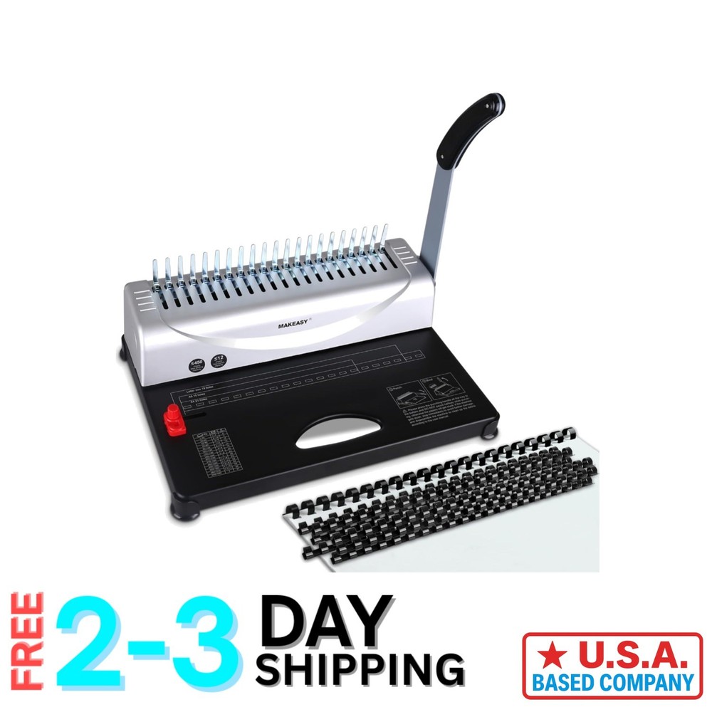 Versatile Manual Comb Binder for A4, A5 & Letter Size with Adjustable Edge Guide