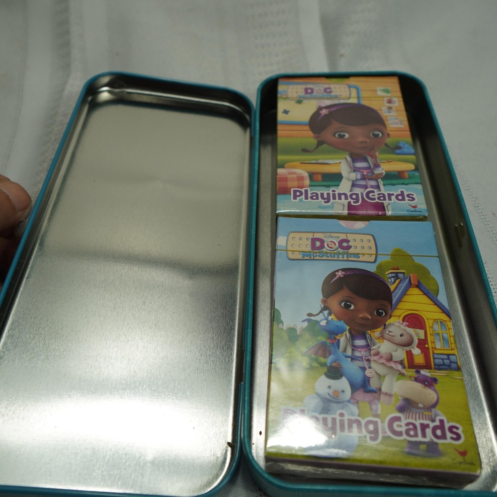 Disney Doc McStuffins 2 Decks Playing Cards Tin Case Cardinal New Disney Junior