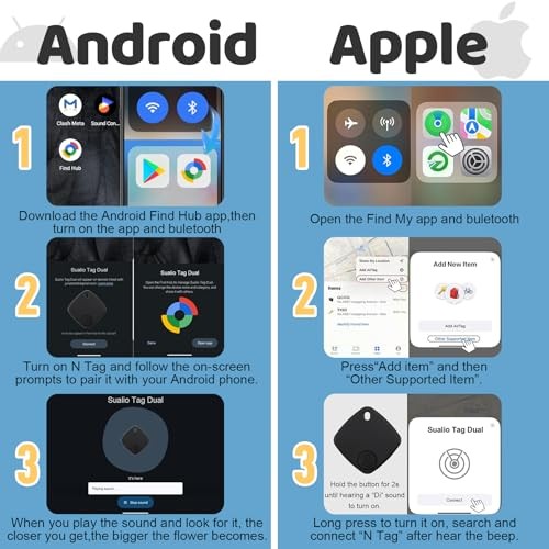 Air Tracker for Android or iOS - 4 Pack - Dual System Android Smart Google Black