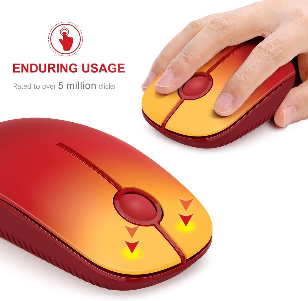 2.4G Wireless Mouse Slim Silent Gradient Red