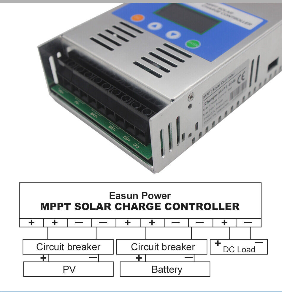 12/24V/36V/48V 60A MPPT Solar Charge Controller Auto Focus Tracking Regulator