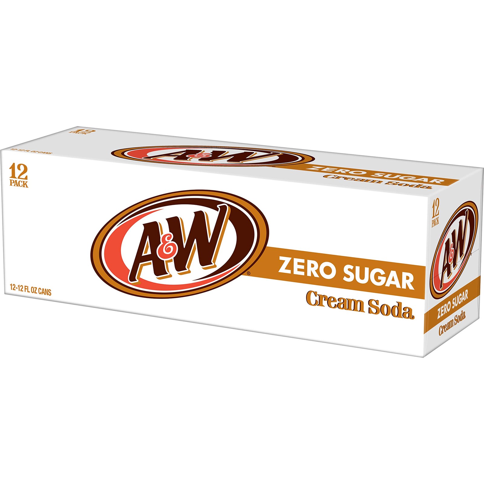 A&W Cream Soda Zero Sugar, 12 fl oz cans, 12 pack