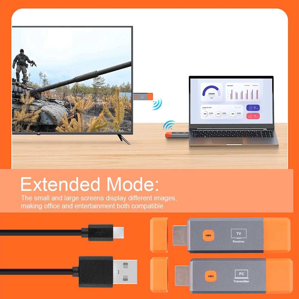Wireless HDMI Extender Video Transmitter Receiver Screen Mirroring PC To TV