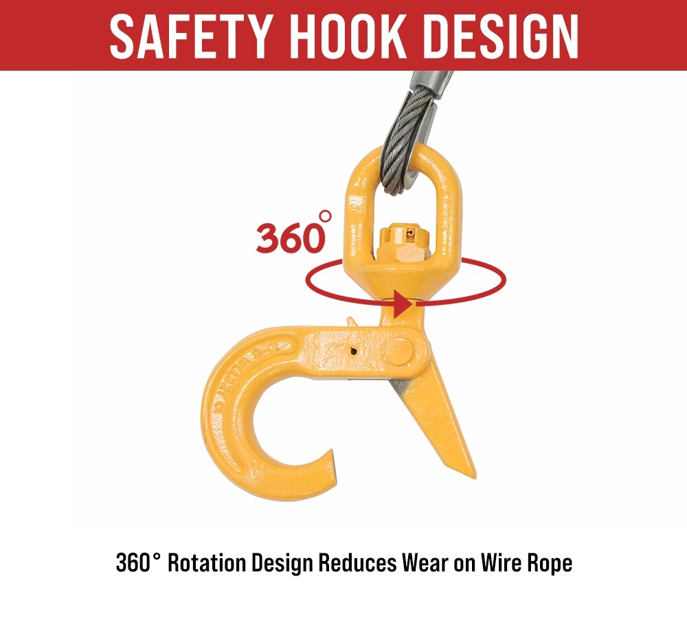 Wire Rope Steel Core Winch Cable 3/8"x100' Self-Locking Swivel Hook, 4250 # WLL