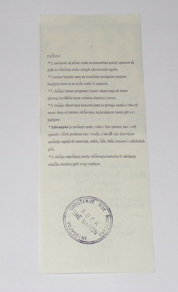 KISS Full Ticket Stub 1997 Reunion Concert Tour Belgrade Yugoslavia Vintage Kiss