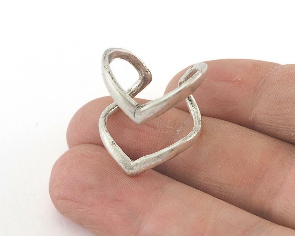 Ring Chevron Adjustable Ring Antique silver plated brass 7US Unisex Ring