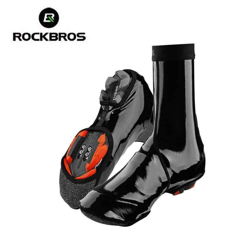 ROCKBROS Winter Cycling Shoe Cover Warm Windproof PU Protector Black Overshoes