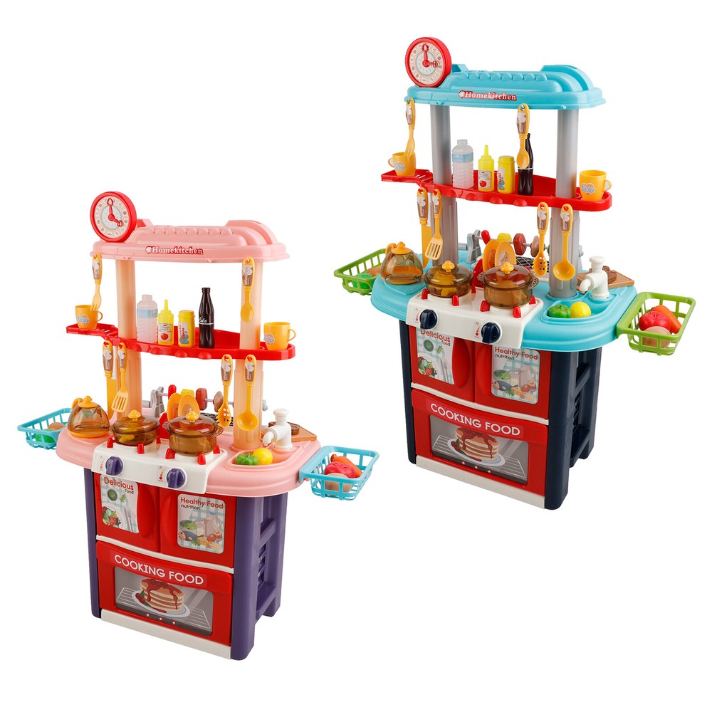 Plastic Tableware Kitchen Set With Sound, Light And Spray Function Kid Toy Gift`