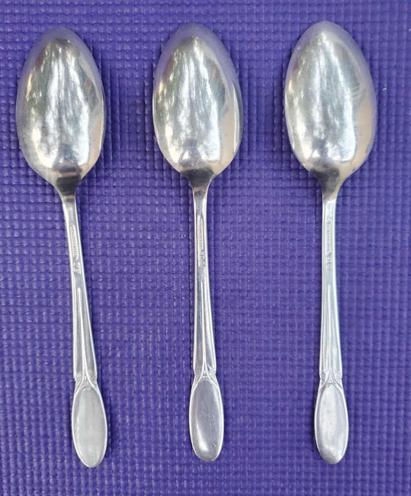 3-International Silver SYLVIA Silverplate TABLE/SERVING SPOONS 8.5"