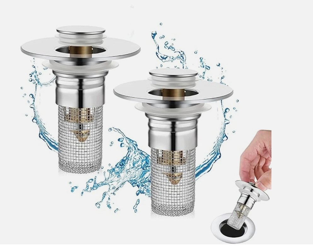 4 PACK Bathroom Sink Stopper Hair Catcher Pop Up Sink Drain Strainer 304 Filter