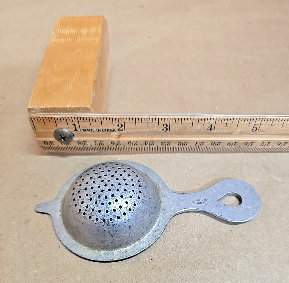 Vintage German Tea Strainer; Aluminum