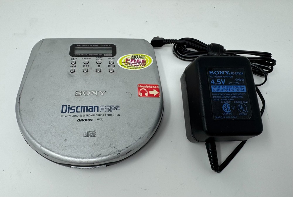 Sony CD Discman D-E706CK Portable CD Player Optical Out! + Power Tested Working