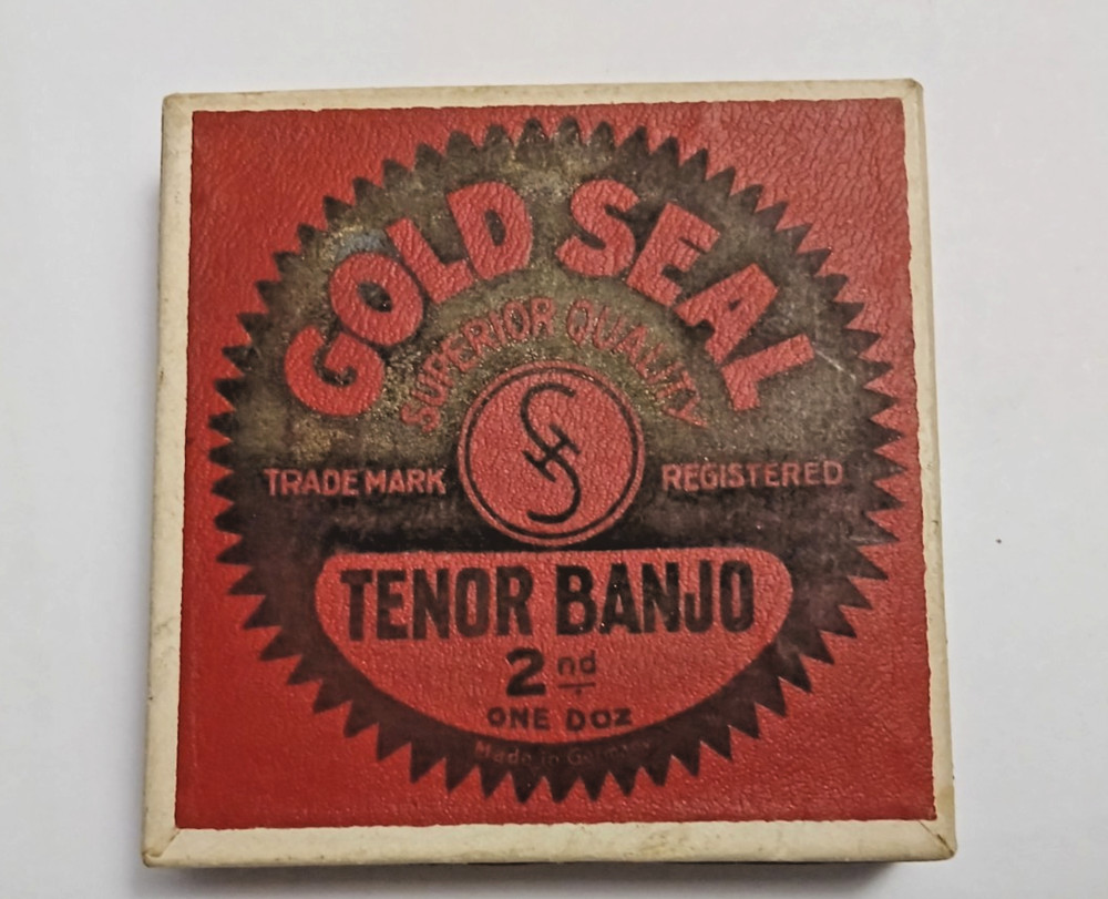 Rare Vintage GOLD SEAL Tenor Banjo String Box w/Strings  Case Candy  Display