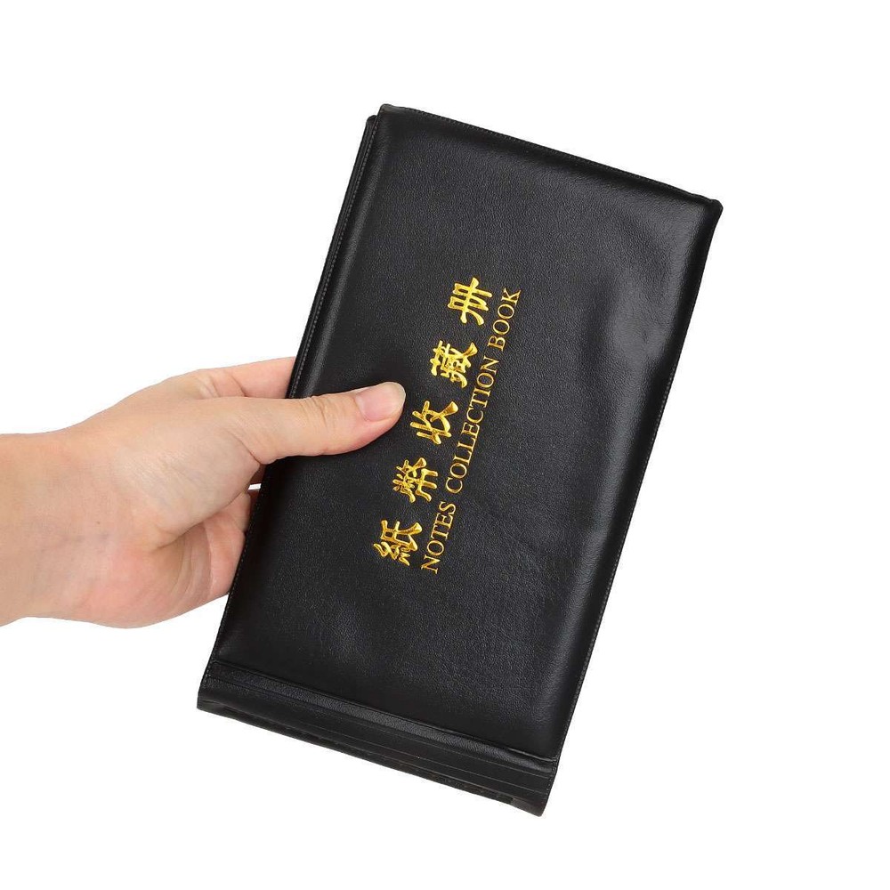 60Pcs Paper Money Currency Banknote Collection Album Pocket Book Storage Leather