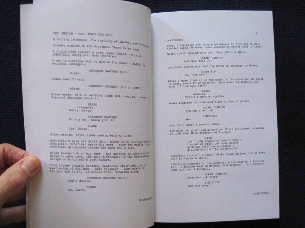 ORIGINAL SCRIPT - 1917 - OSCAR CONSIDERATION - SAM MENDES - 1st Ed in Book Form