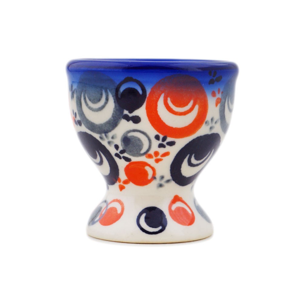 Polish Pottery Egg Holder 2" Red Peacock Eye