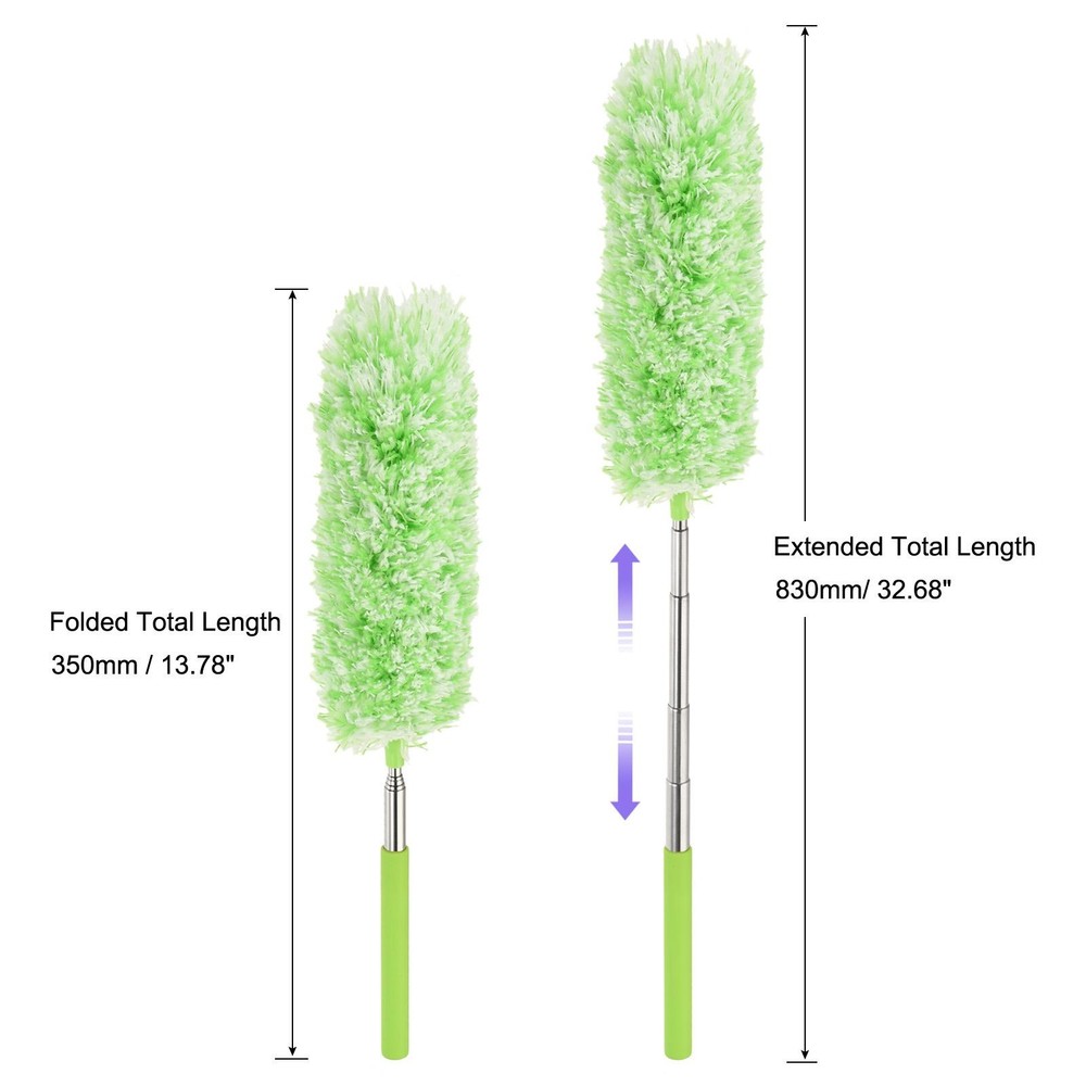 13.8 to 32.7 Inch Microfiber Duster Extendable Dusting Brush Green