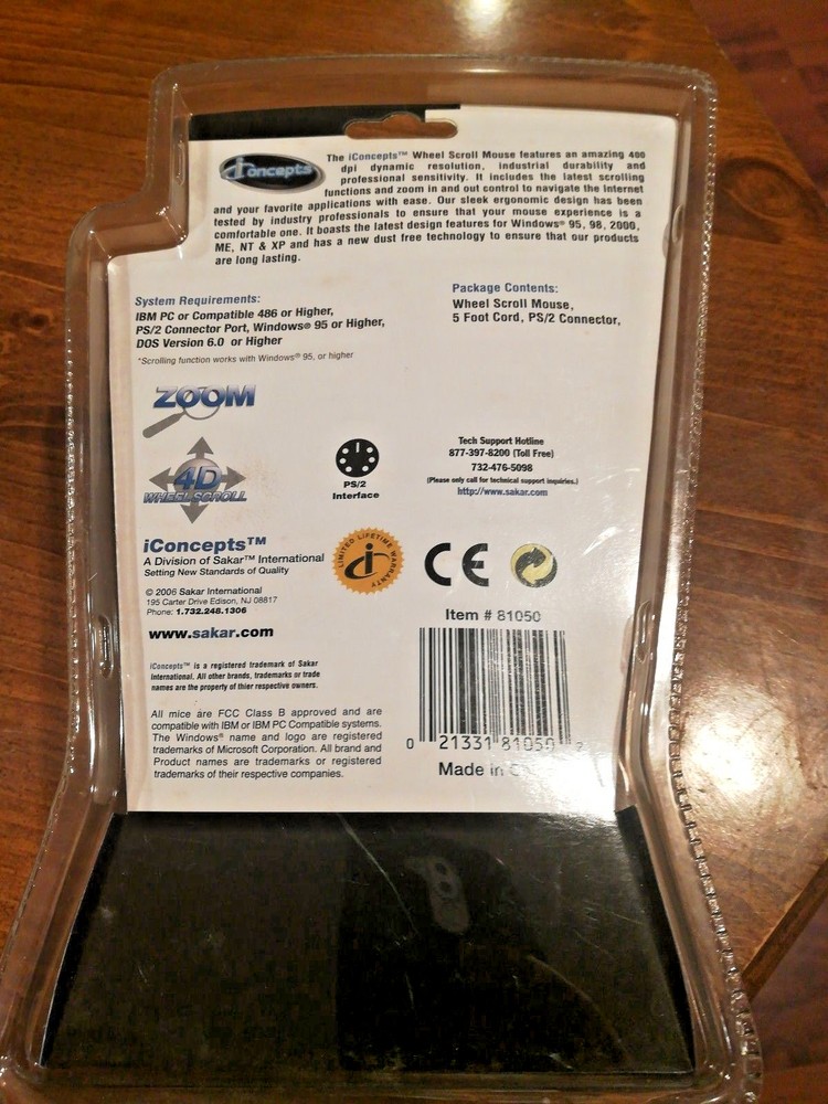 NEW ICONCEPTS MOUSE 4D WHEEL Vertical Horizontal Scroll Zoom Control