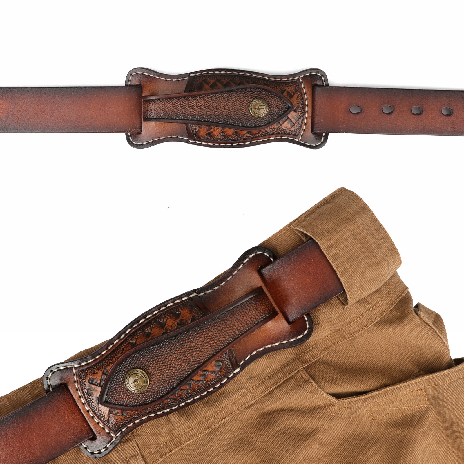 TOURBON Leather Folding Blade Knife Sheath Belt EDC Knives Cover Case Horizontal