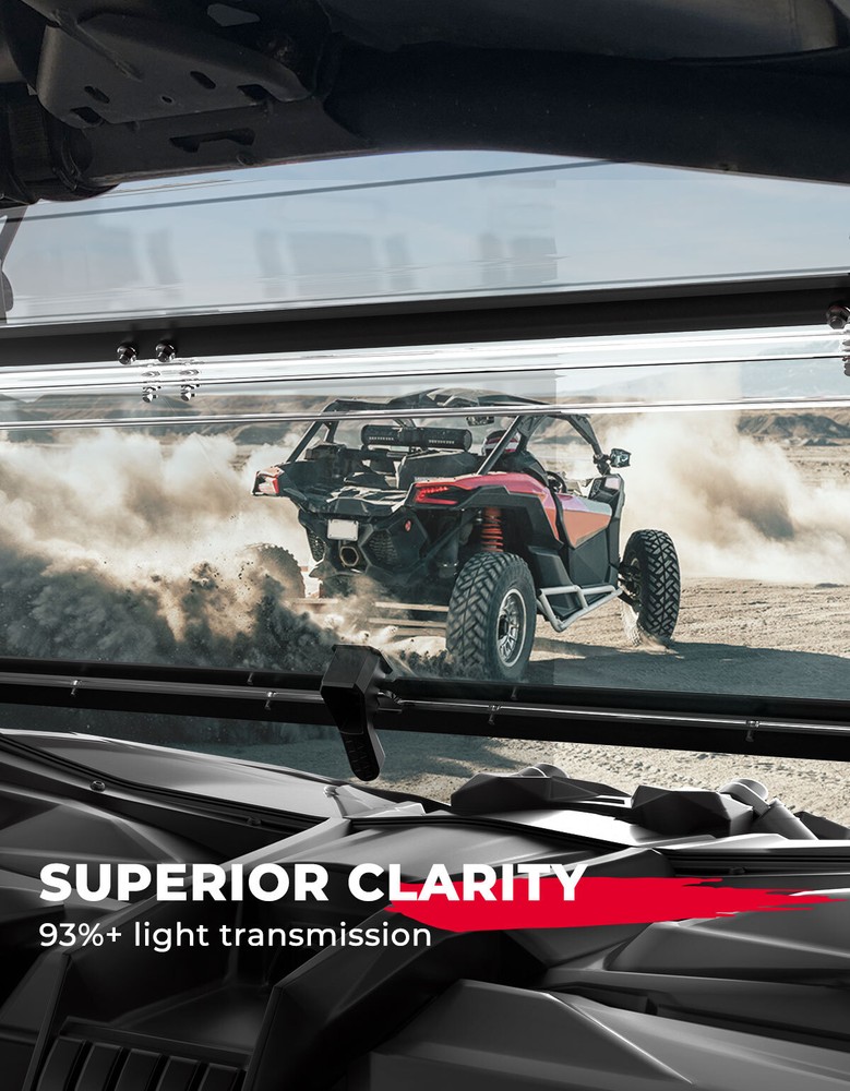 For Can-Am Maverick X3 2017- 2023 Flip Front Windshield Scratch Resistant Clear