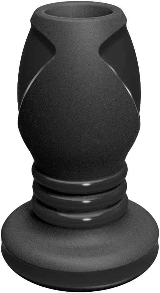 Hollow Butt Plug Medium Black Silicone Flexible Design for Enhanced Pleasure