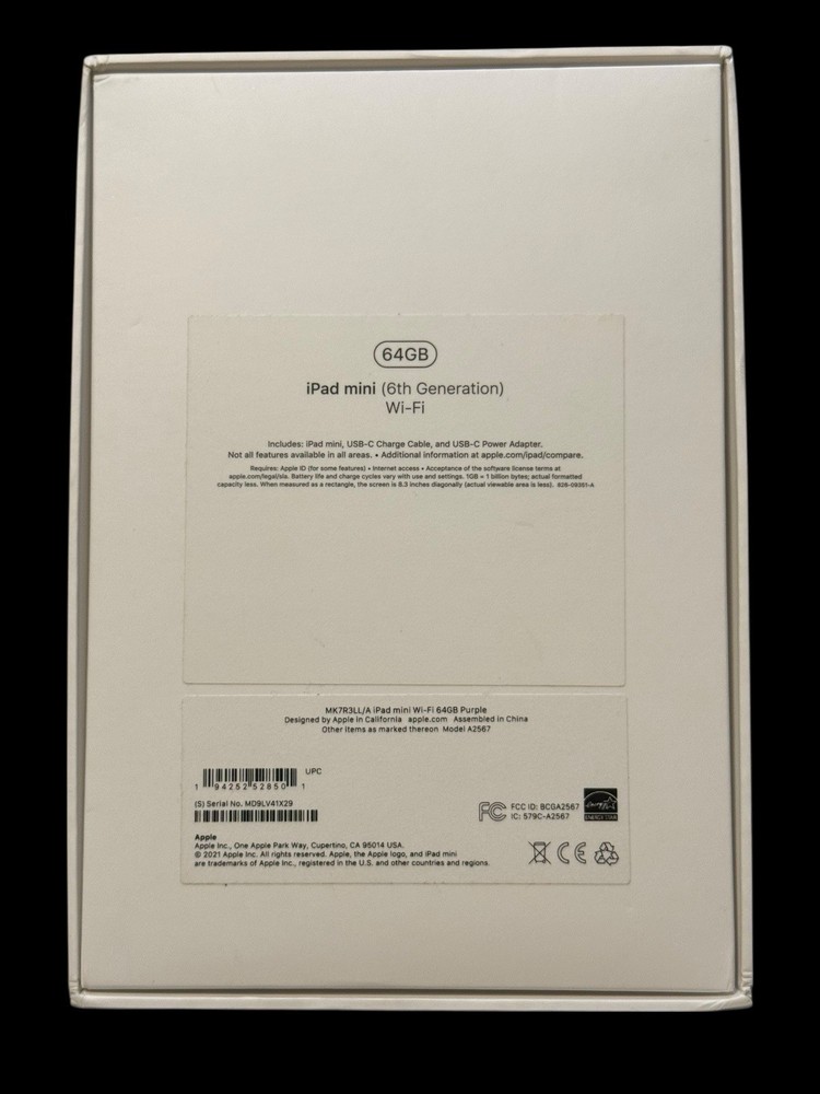 OEM EMPTY BOX - iPad mini (6th Generation) - Purple - Wi-Fi - 64GB