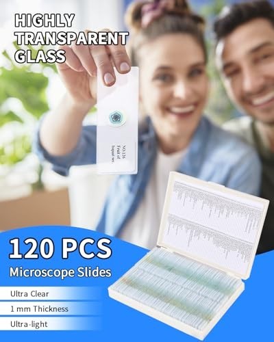 120 Pcs Educational Microscope Slides Set with Specimens for Biology Experiments