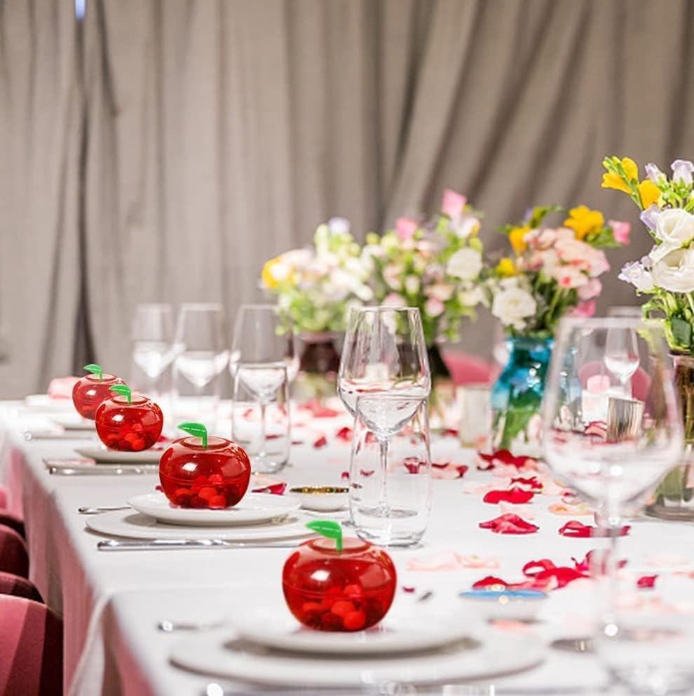 24 Pcs Red Apple Container Candy Boxes Plastic Bobbing Apples Decorative