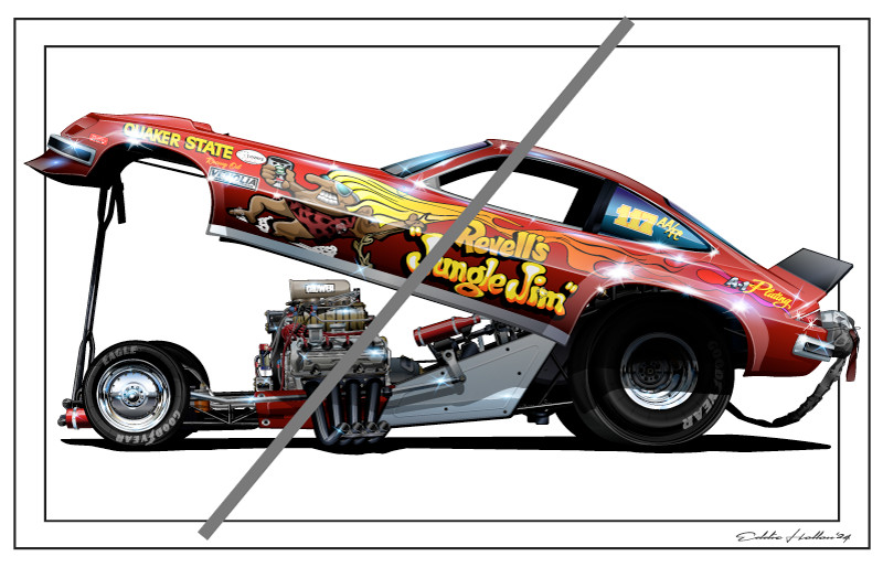 Jungle Jim Lieberman Open Red Monza Funny Car 28X18" Poster FC096