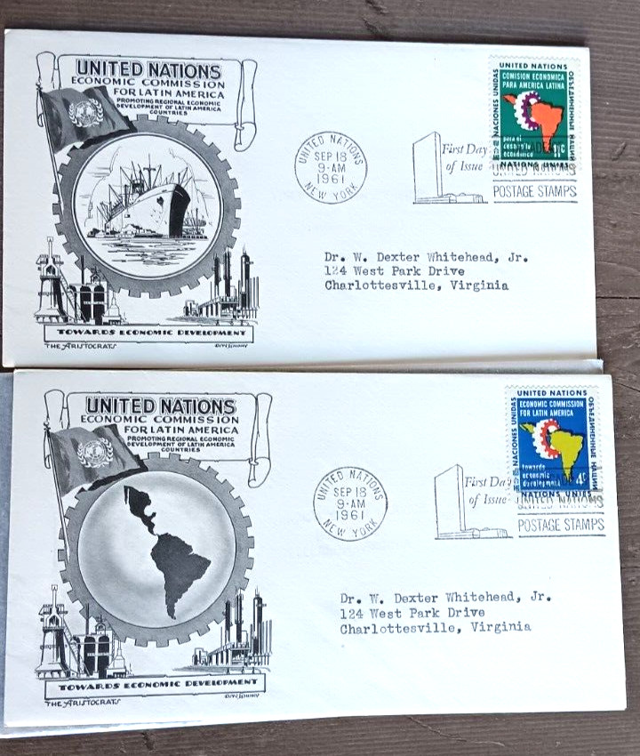 AFRICAN ECONOMIC COMMISSION UNITED NATIONS #95-6  1961 ARISTOCRATS CACHet 2 FDCS