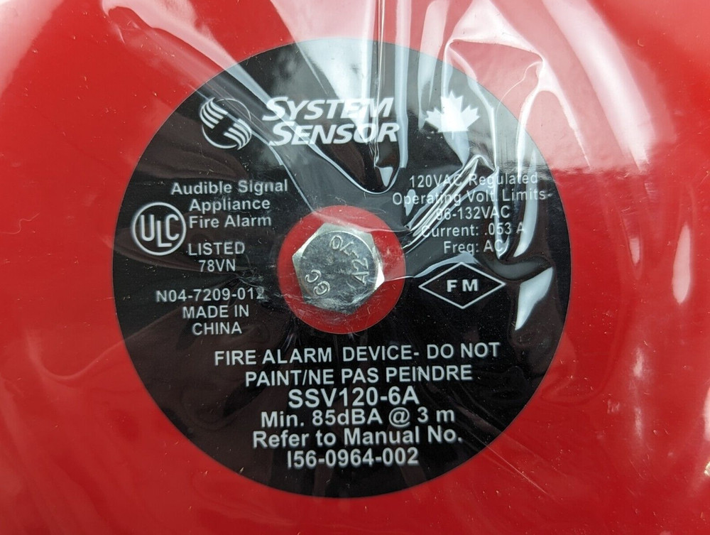 System Sensor SSV120-6A - Bell 6" 120VAC *NEW*