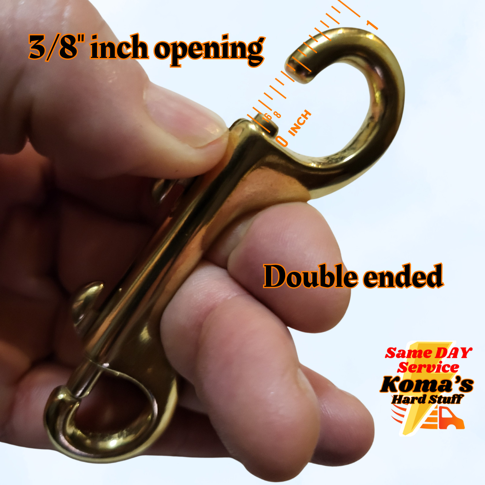 3 5/8" Marine Grade solid brass snap hook.
