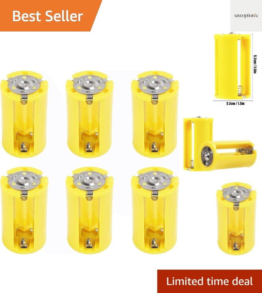 Effortless AA to D Battery Conversion - 6 Pack Yellow Adapters, Rechargeable!