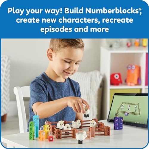 hand2mind Numberblocks Sheep Farm MathLink Cubes Activity Set, Preschool Learnin