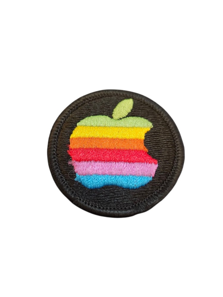 Vintage Apple Rainbow Logo Patch 1980s Mac Computer Macintosh Fabric 2.2" 128k