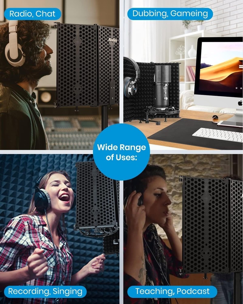 Foldable Microphone Isolation Shield for Superior Sound Quality & Flexibility