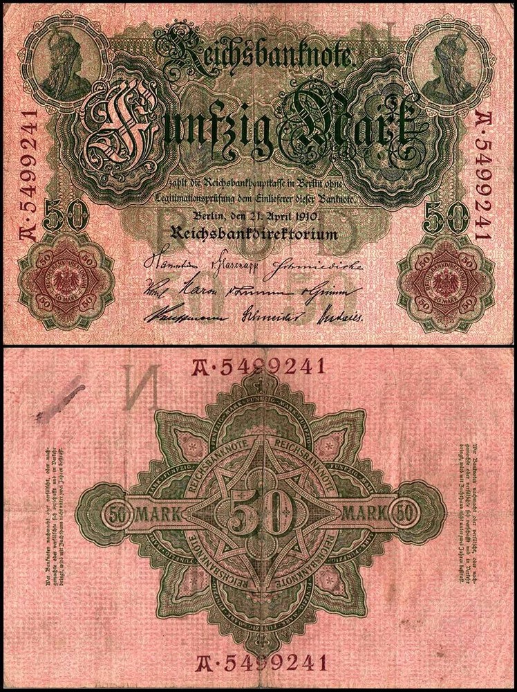 Germany 50 Mark, 1910, P-41, Used
