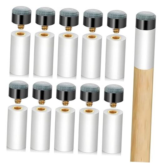 Pool Cue Tips Replacement Kit - Screw On Pool Stick Tips, Billiard White