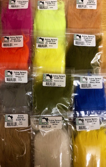 HARELINE EXTRA SELECT CRAFT FUR. ALL COLORS. FLY TYING HAIR. STREAMER SALTWATER
