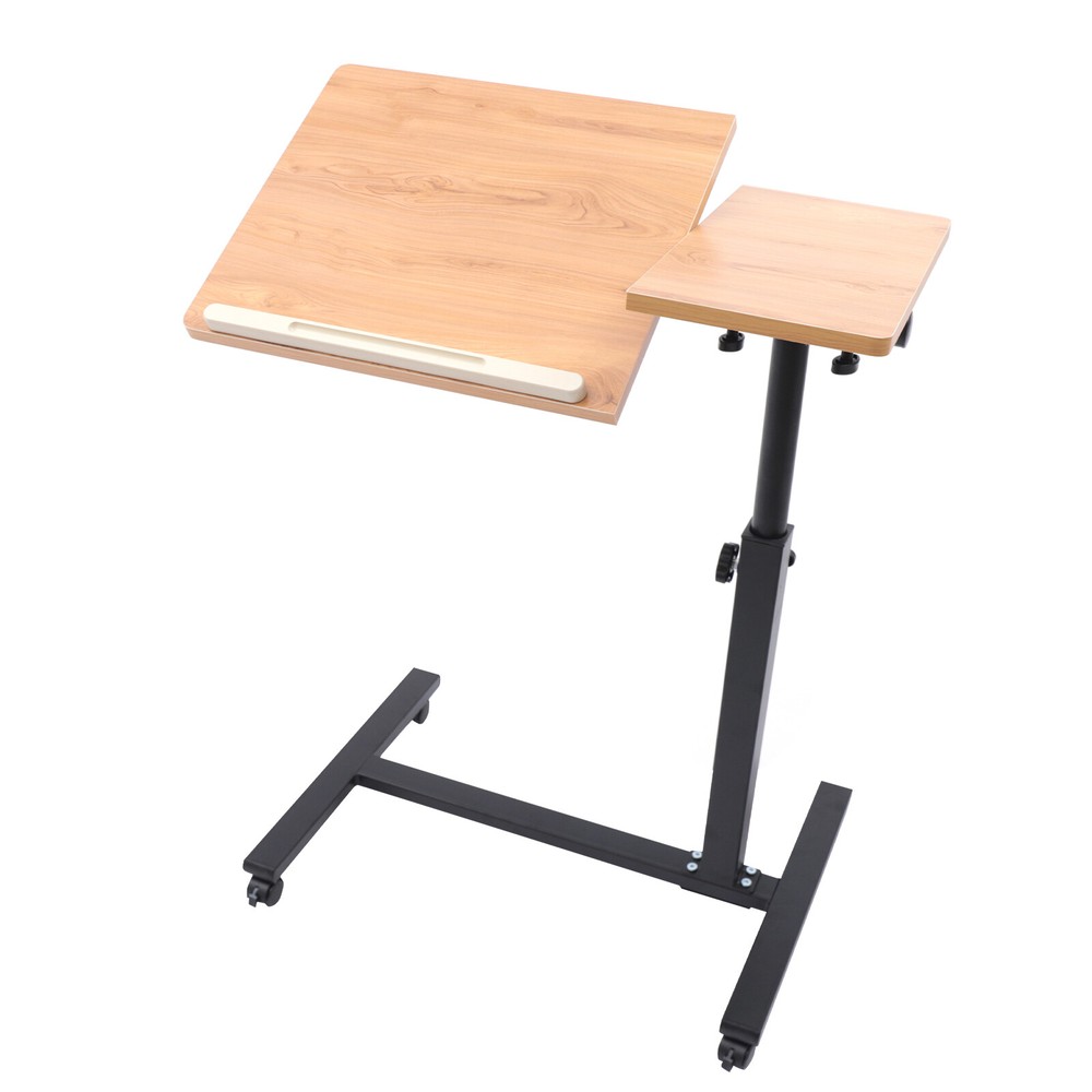 Adjustable Rolling Laptop Desk Mobile Computer Stand Bed Side Table Desk