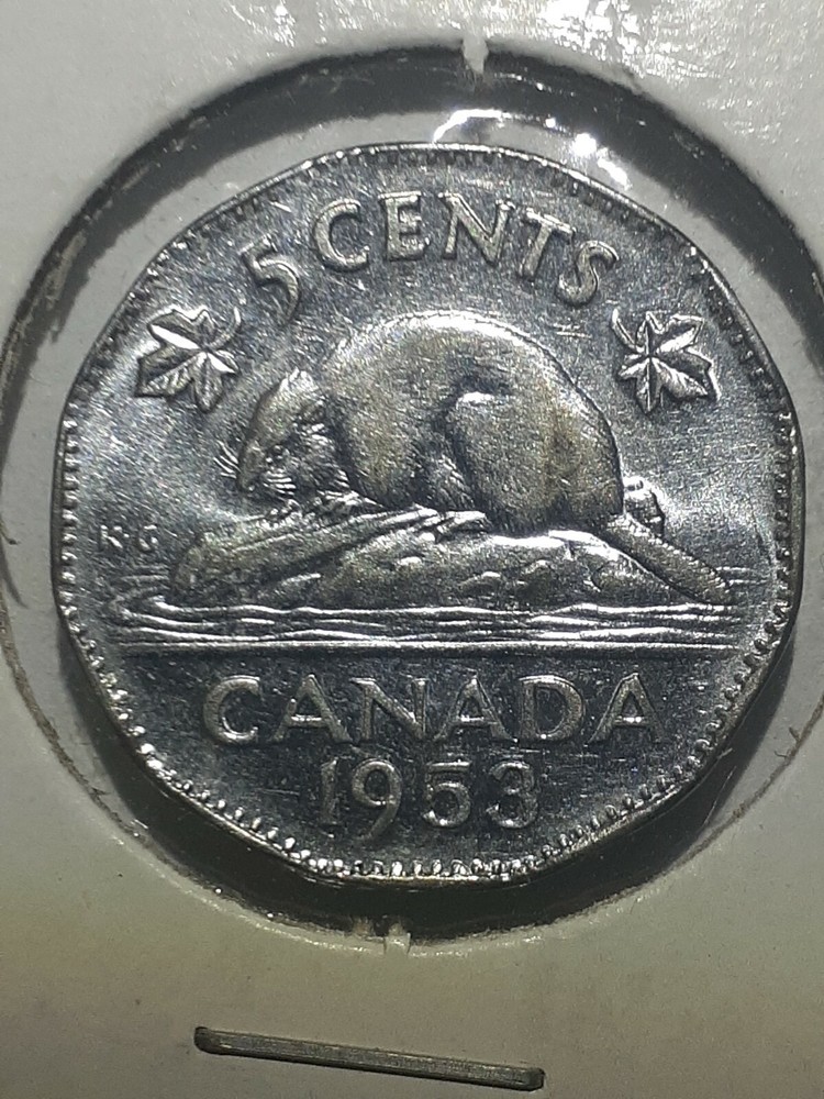 1953 5 CENTS CANADA  NO SOULDER FOLD