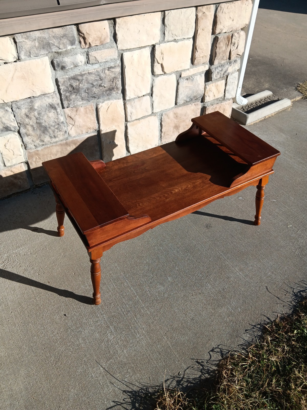 Mid Century Solid Maple 2 Sided Step Ends Coffee Table.