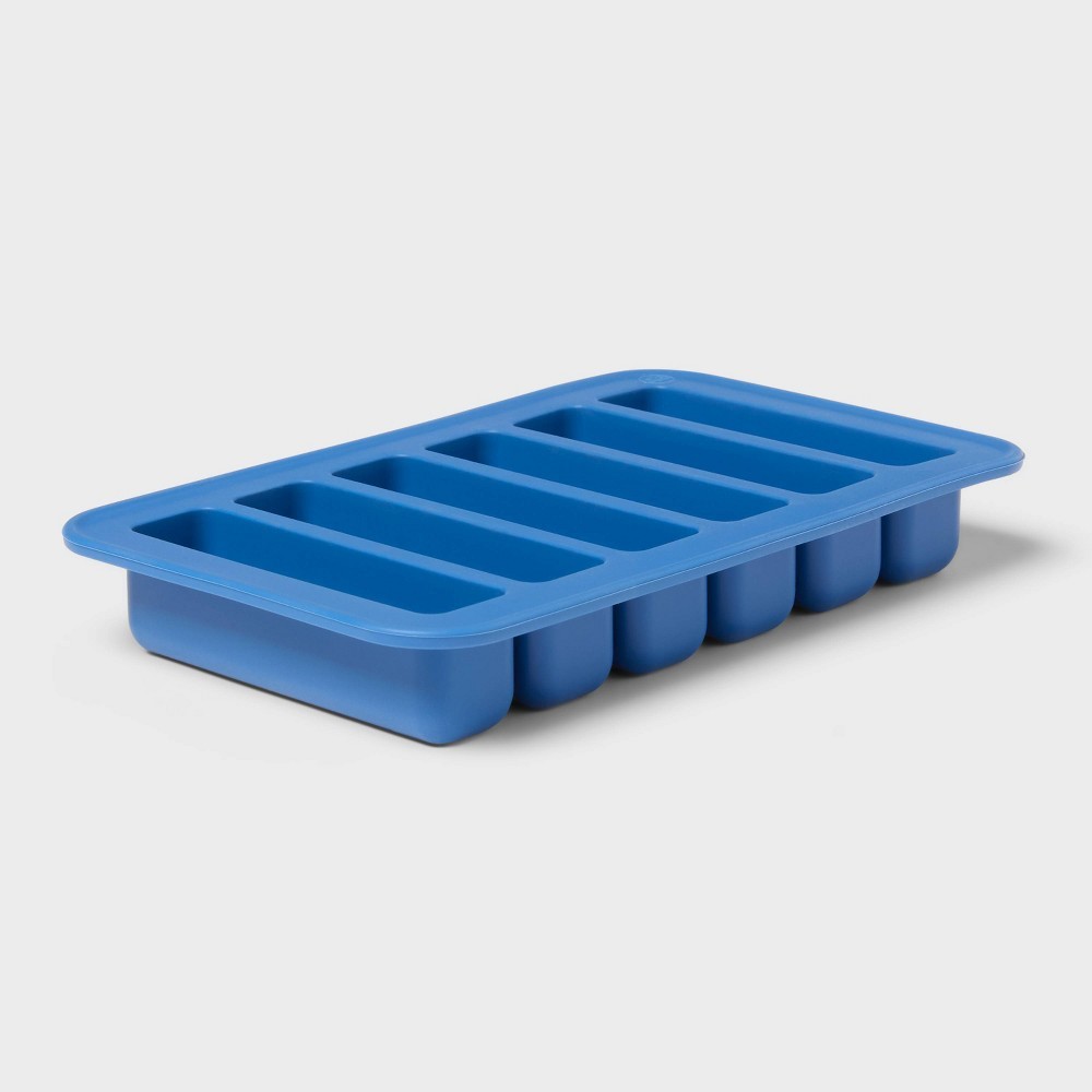 Sun Squad Rectangle Cube Ice Mold Silicone Tray for Large Ice Cubes Blue