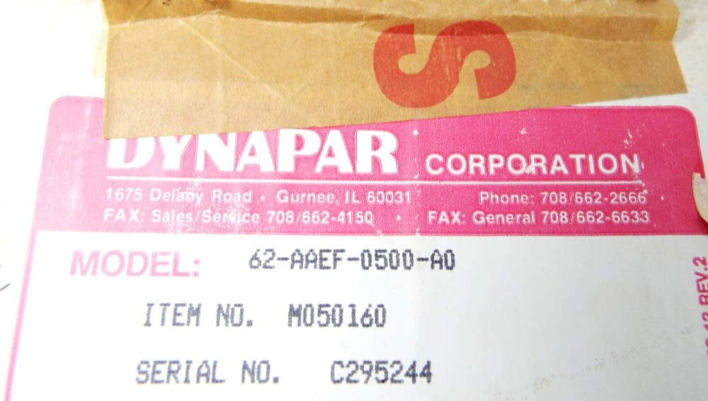 DYNAPAR CONTROLS M050160 62-AAEF-0500-A0 ENCODER NEW FACTORY BOX.