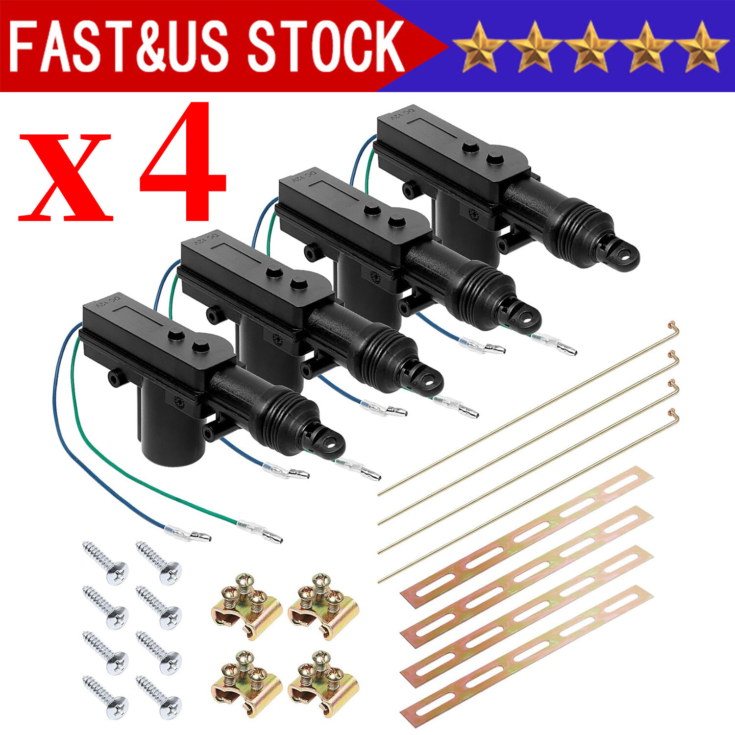 4x Universal Car Auto Heavy Duty Power Slave Door Lock Actuator Motor 2 Wire 12V