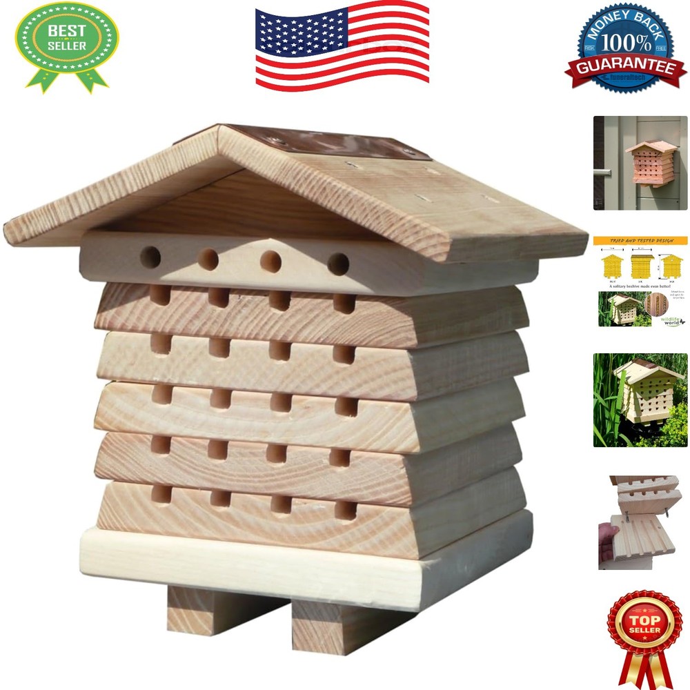 Modern Interactive Bee House - Safe Pollinator Nesting Solution, 6.5'' Diameter