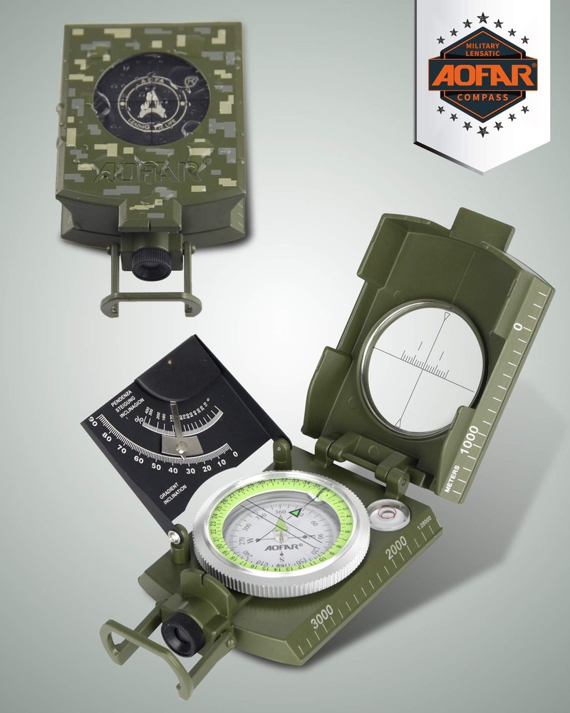 AOFAR AF4074 Military Compass Lensatic SightingMultifunctional, Fluorescent, ...