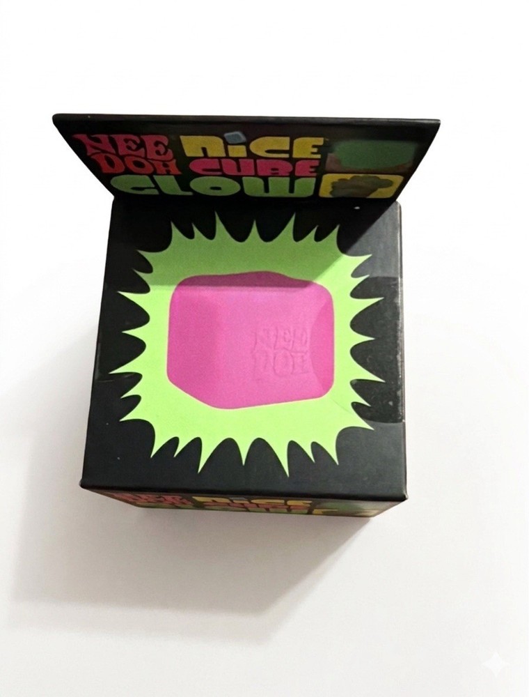 Schylling NeeDoh Nice Cube Glows Squeeze Orange Super Solid Squish SHIPS FAST