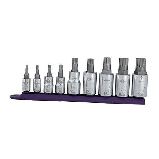 16024 Triple Square Socket Bit Set, 9-Piece Triple Square Polished Chrome