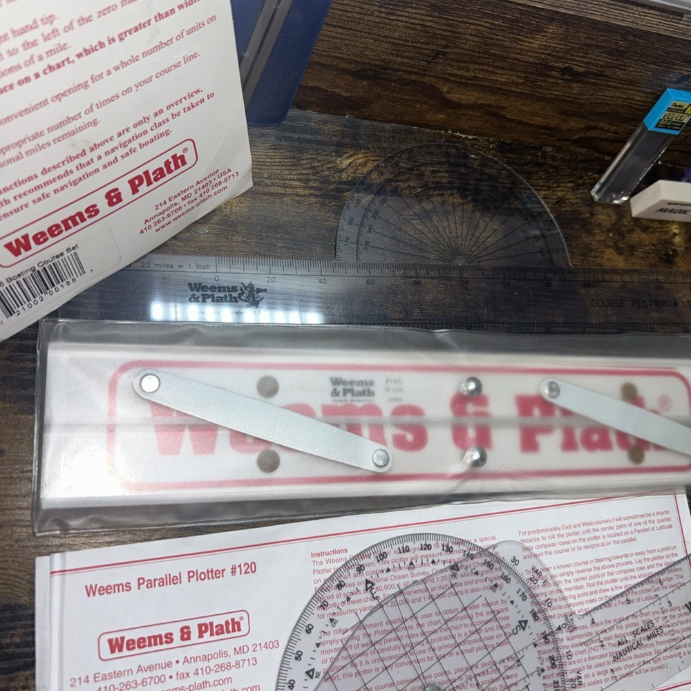 Weems & Plath Model 316 Boating Course Navigation Plotter Set w/Dividers